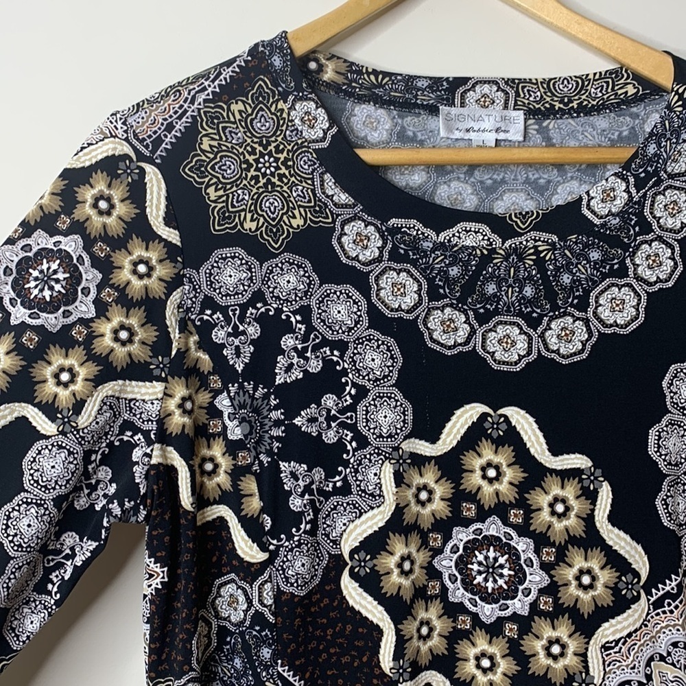 Signature Robbie Bee | Navy Pocket Round Neck Graphic Print Dress L - Picture 5 of 16